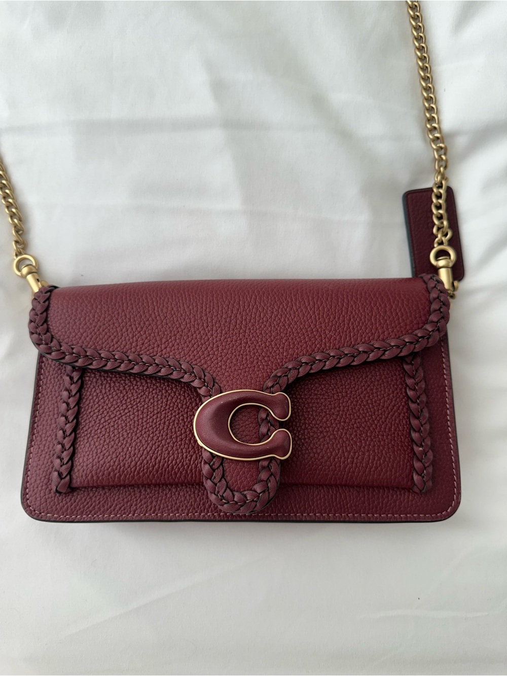 Coach Braided Pebble Leather Crossbody in Deep Wine
